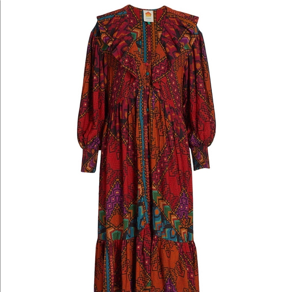 FARM Rio XL maxi dress with colorful striped designs and stunning. Sold out NWT